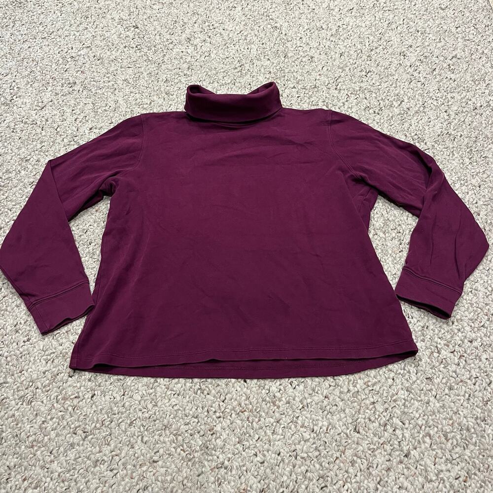 LL Bean Pima Cotton Turtleneck Long Sleeve Tee M Petite Purple Preppy Classic
